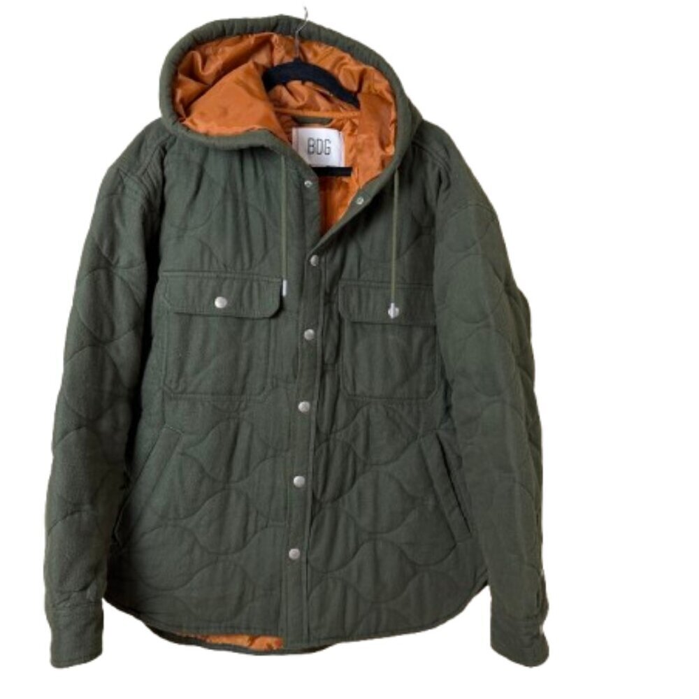 URBAN OUTFITTERS BDG Quilted Barn Jacket Olive Green Size Medium